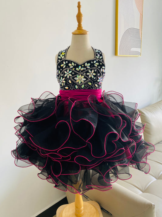 Boutique Children's Pageant Party Cupcake Gala Dress Black Prom Dress