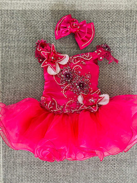Baby And Toddler Beauty Pageant Gown Handmade Beaded Gown Red Toddler Princess Party Dress