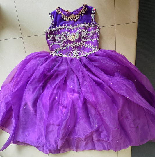 Boutique Purple Flower Girl Dress Sleeveless Purple Tulle Princess Party Prom Dress